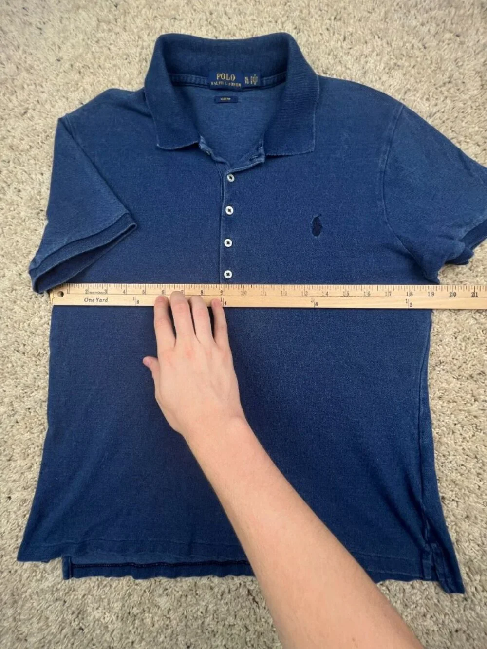 Polo Ralph Lauren Polo Shirt Blue Slim Fit Mens XL Pony Logo Short Sleeve